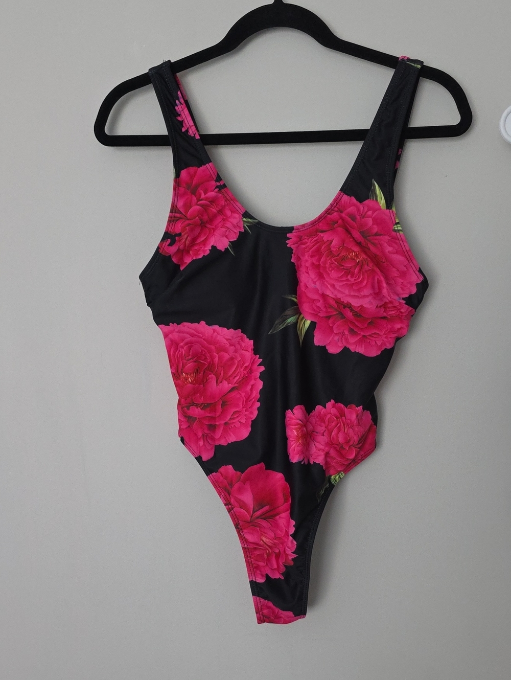 Black Pink Floral One Piece Swimsuit Petite
